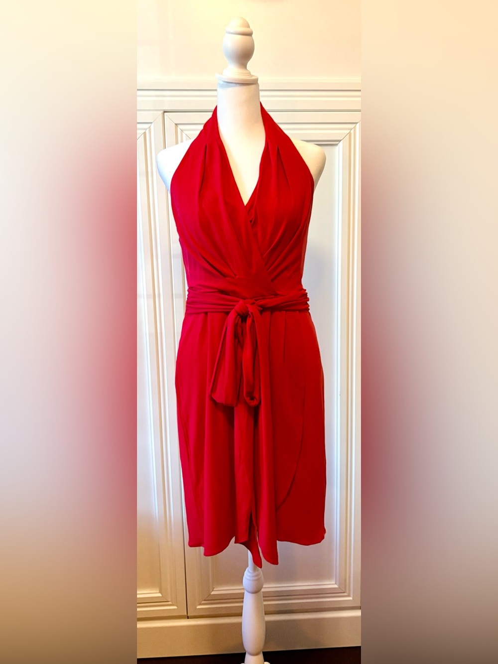 💕 SUPER CUTE PINK JESSICA SIMPSON HALTER STYLE TIE FRONT WRAP DRESS - SIZE 8 💕